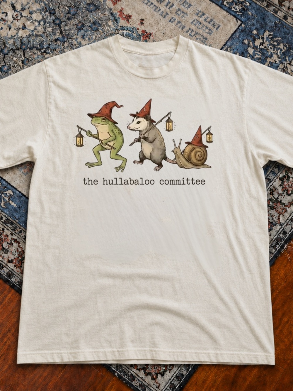 Gildan Off White 'the hullabaloo committee' Animal Lantern Graphic Tee